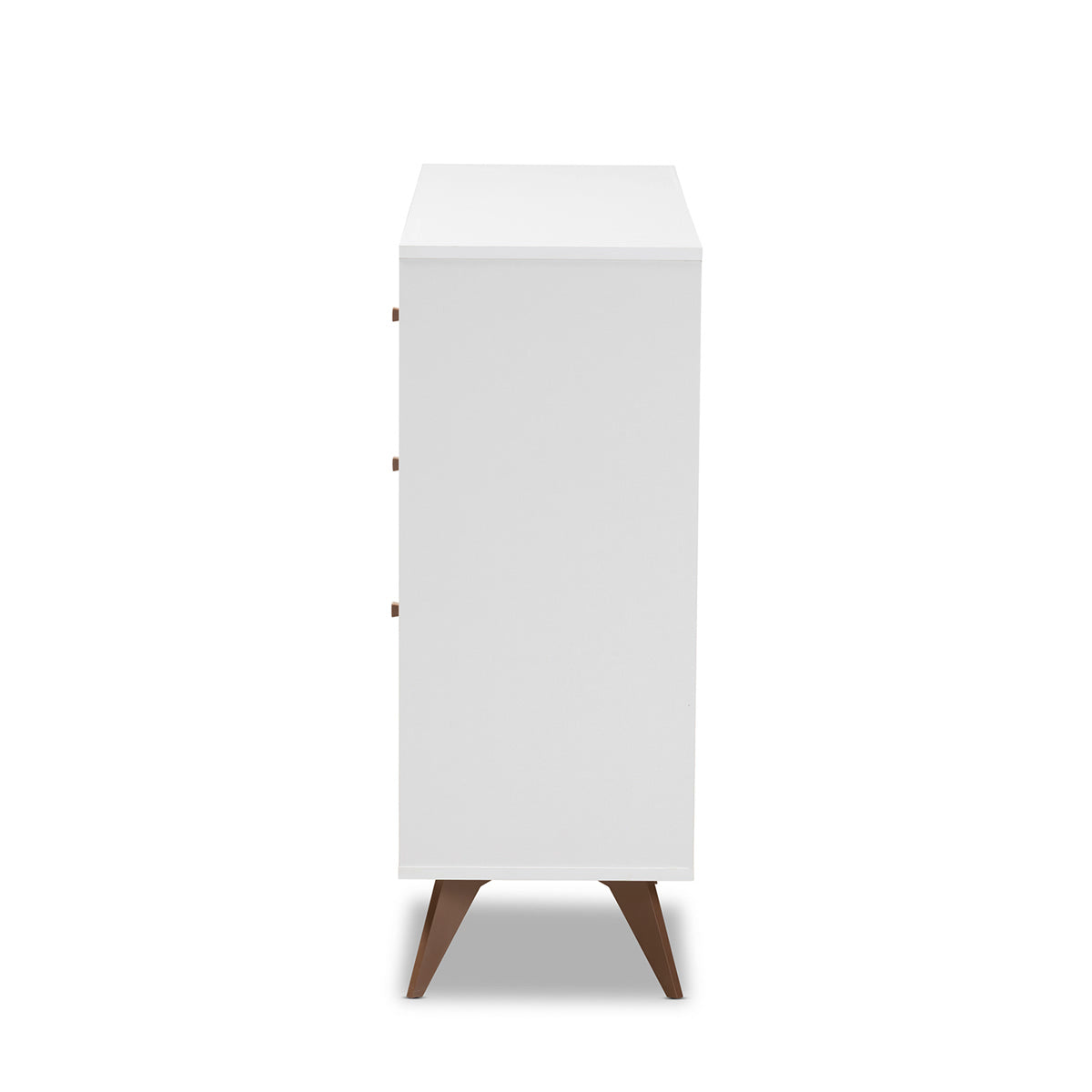 Baxton Studio Savino Mid-Century Modern White and Walnut Finished Wood Wine Cabinet Baxton Studio-0-Minimal And Modern - 4