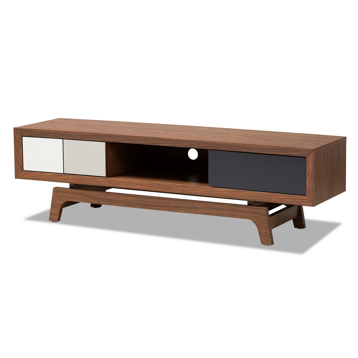 Baxton Studio Svante Mid-Century Modern Multicolor Finished Wood 3-Drawer TV Stand Baxton Studio-TV Stands-Minimal And Modern - 1