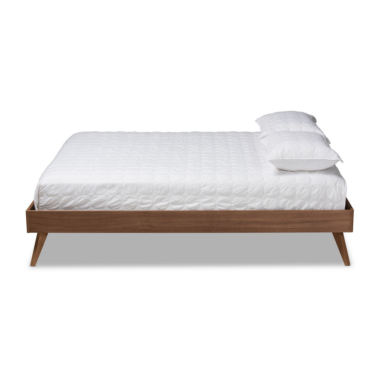 Baxton Studio Lissette Mid-Century Modern Walnut Brown Finished Wood Queen Size Platform Bed Frame Baxton Studio-Bed Frames-Minimal And Modern - 1