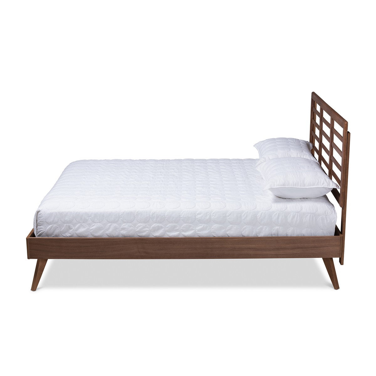 Baxton Studio Calisto Mid-Century Modern Walnut Brown Finished Wood Queen Size Platform Bed Baxton Studio-beds-Minimal And Modern - 1