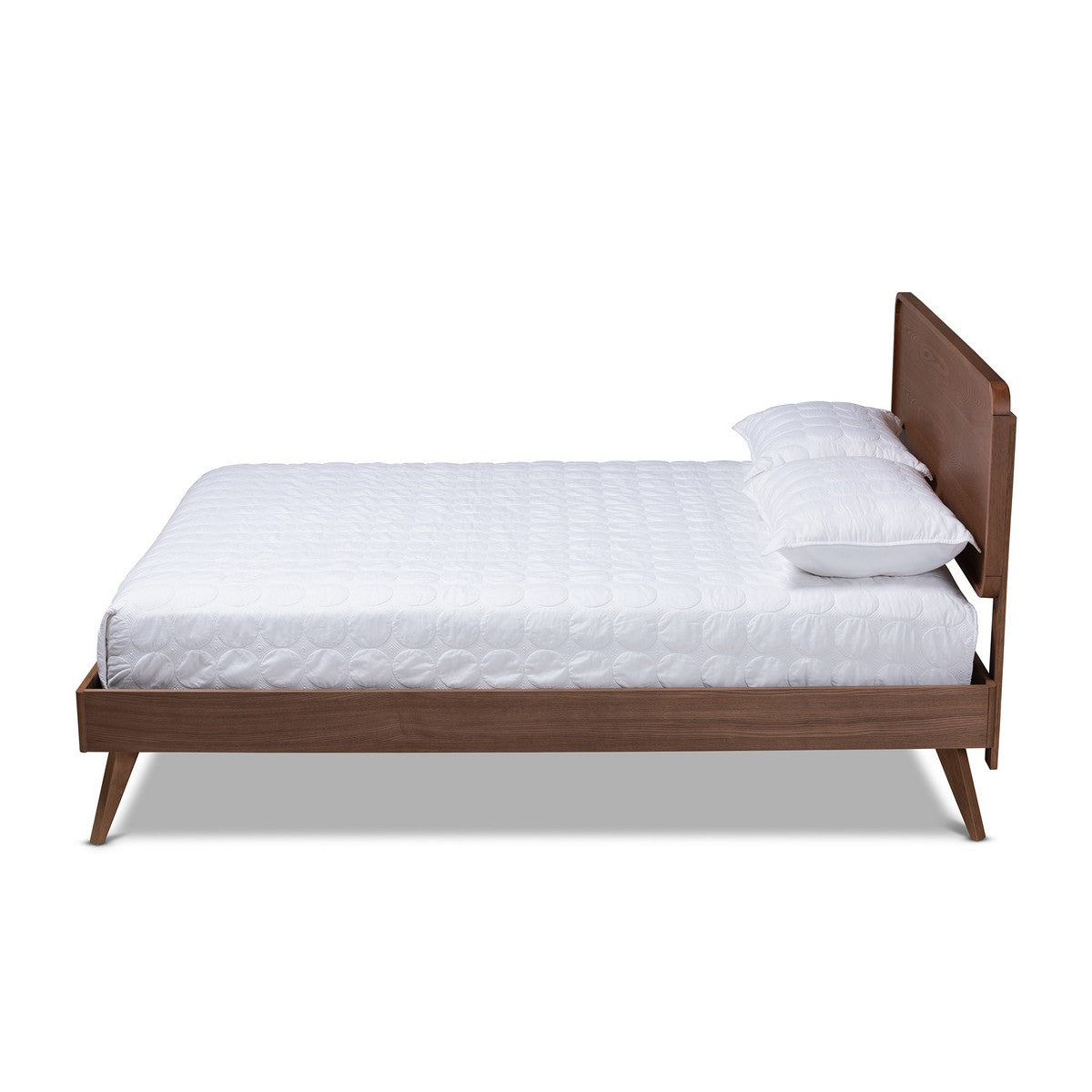 Baxton Studio Demeter Mid-Century Modern Walnut Brown Finished Wood Queen Size Platform Bed Baxton Studio-beds-Minimal And Modern - 1