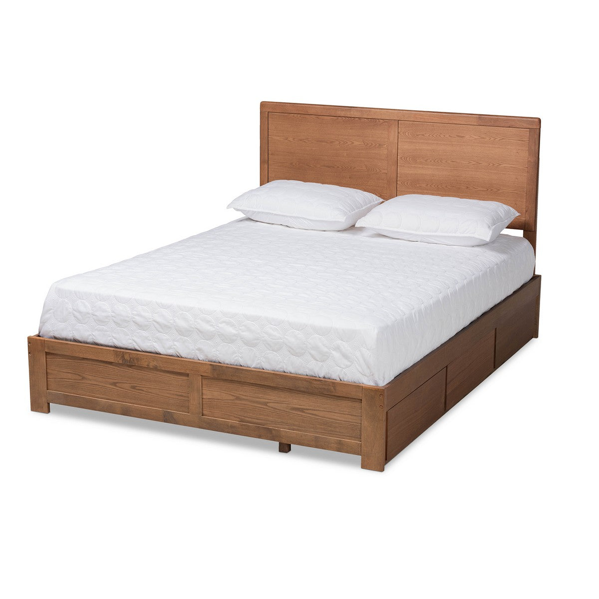 Baxton Studio Aras Modern and Contemporary Transitional Ash Walnut Brown Finished Wood Full Size 3-Drawer Platform Storage Bed Baxton Studio-beds-Minimal And Modern - 1