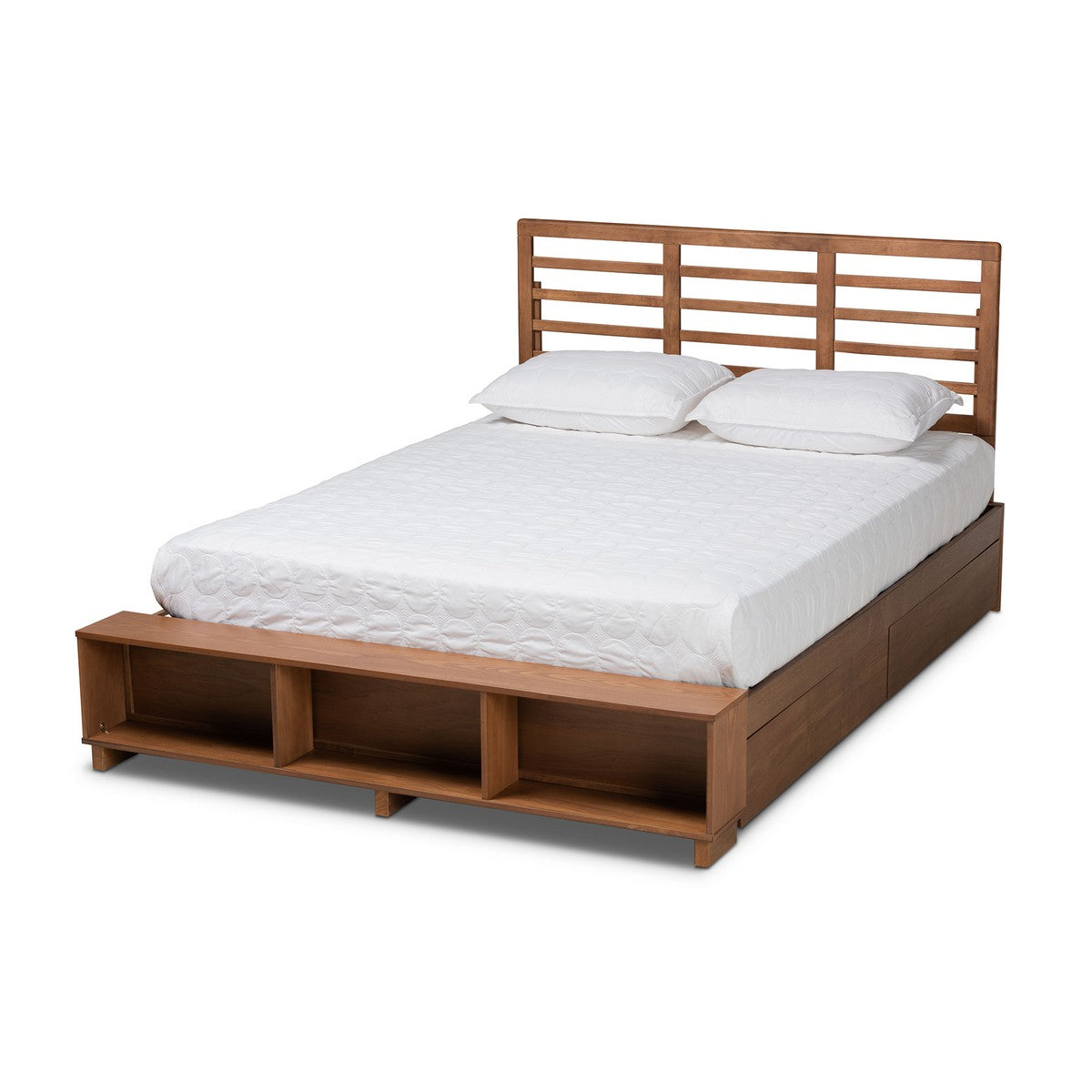 Baxton Studio Milana Modern Transitional Ash Walnut Brown Finished Wood 4-Drawer Queen Size Platform Storage Bed Baxton Studio-beds-Minimal And Modern - 1