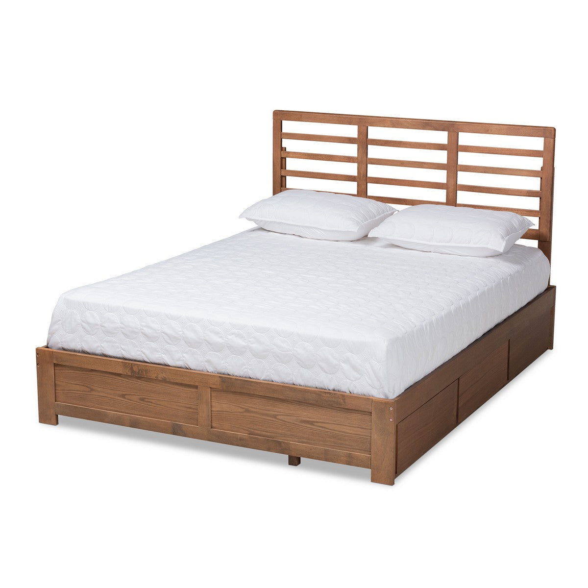 Baxton Studio Piera Modern and Contemporary Transitional Ash Walnut Brown Finished Wood King Size 3-Drawer Platform Storage Bed Baxton Studio-beds-Minimal And Modern - 1