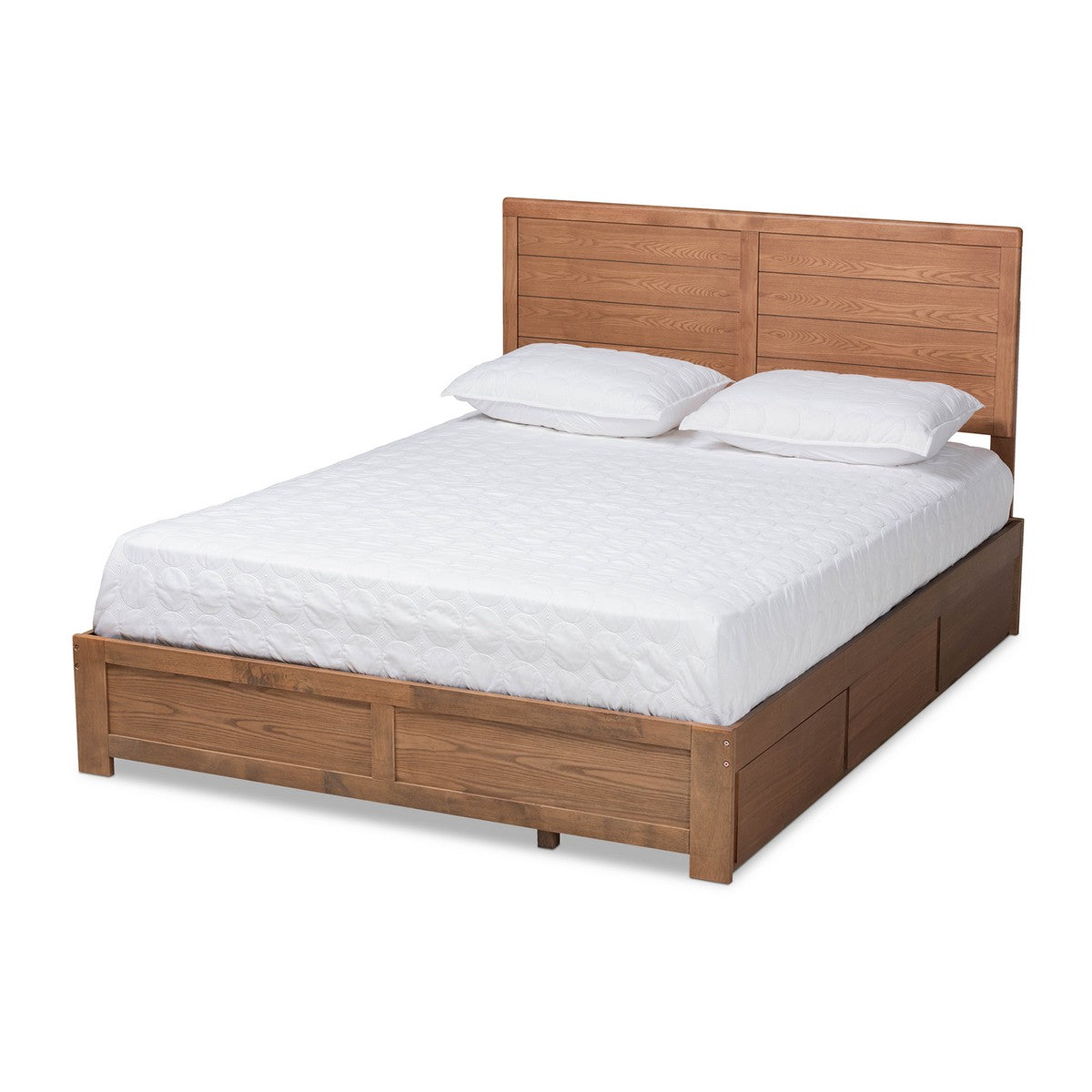 Baxton Studio Lisa Modern and Contemporary Transitional Ash Walnut Brown Finished Wood Full Size 3-Drawer Platform Storage Bed Baxton Studio-beds-Minimal And Modern - 1