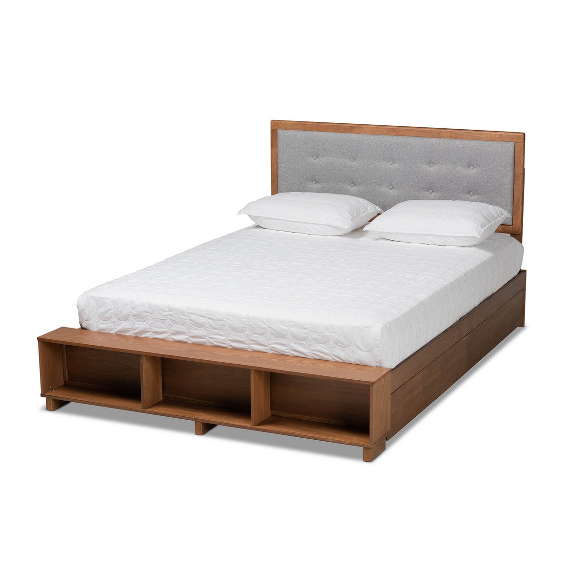 Baxton Studio Cosma Modern Transitional Ash Walnut Brown Finished Wood 4-Drawer Queen Size Platform Storage Bed Baxton Studio-beds-Minimal And Modern - 1