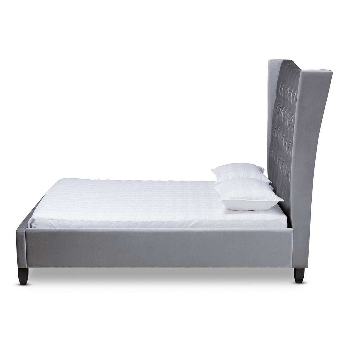 Baxton Studio Viola Glam and Luxe Grey Velvet Fabric Upholstered and B