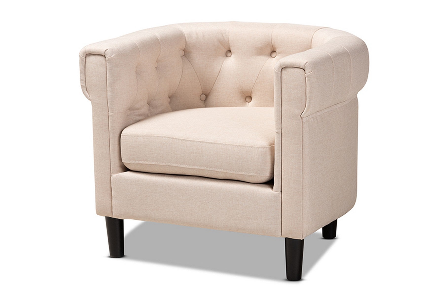 Baxton Studio Bisset Classic and Traditional Beige Fabric Upholstered Chesterfield Chair Baxton Studio-chairs-Minimal And Modern - 1