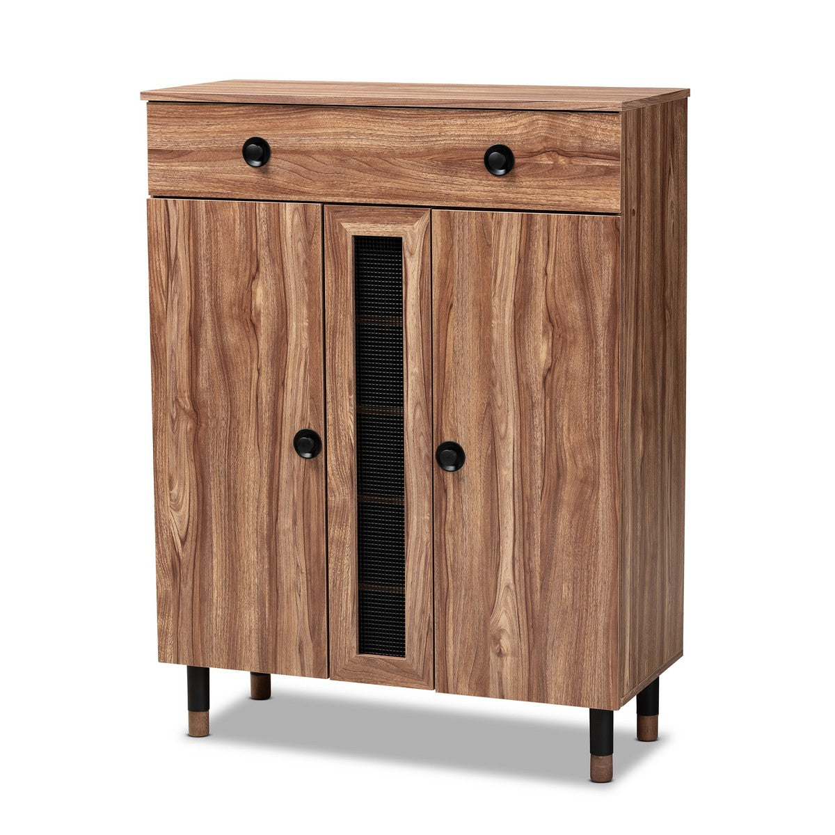 Baxton Studio Valina Modern and Contemporary 2-Door Wood Entryway Shoe Storage Cabinet with Drawer Baxton Studio-Shoe Cabinets-Minimal And Modern - 1