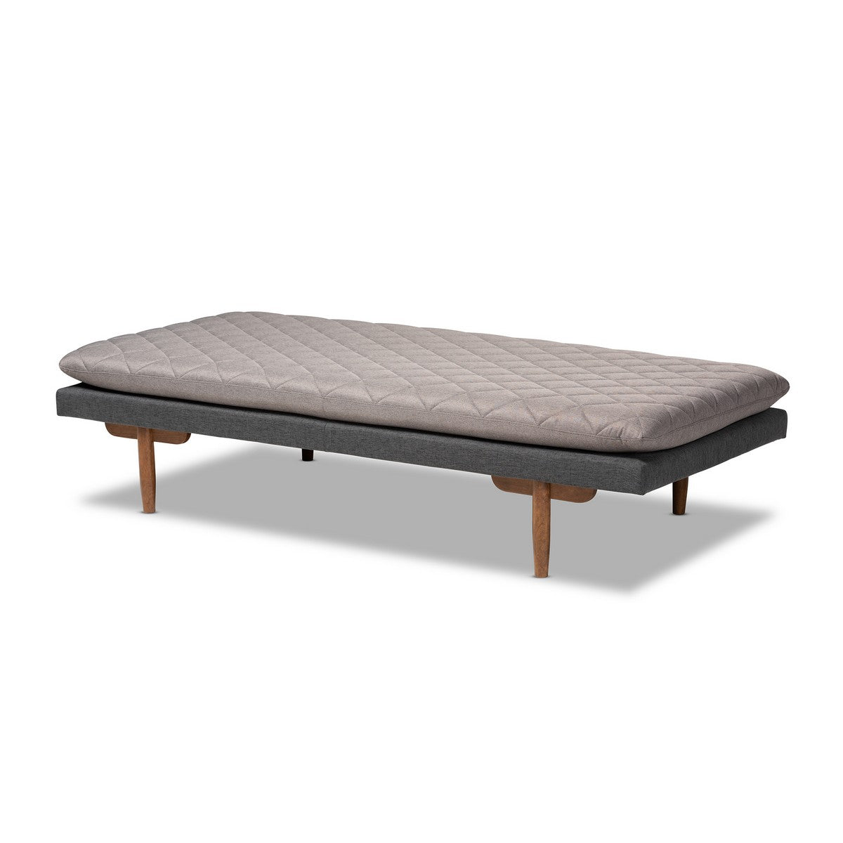 Baxton Studio Marit Mid-Century Modern Two-Tone Grey Fabric Upholstered Walnut Finished Wood Daybed Baxton Studio-daybed-Minimal And Modern - 1