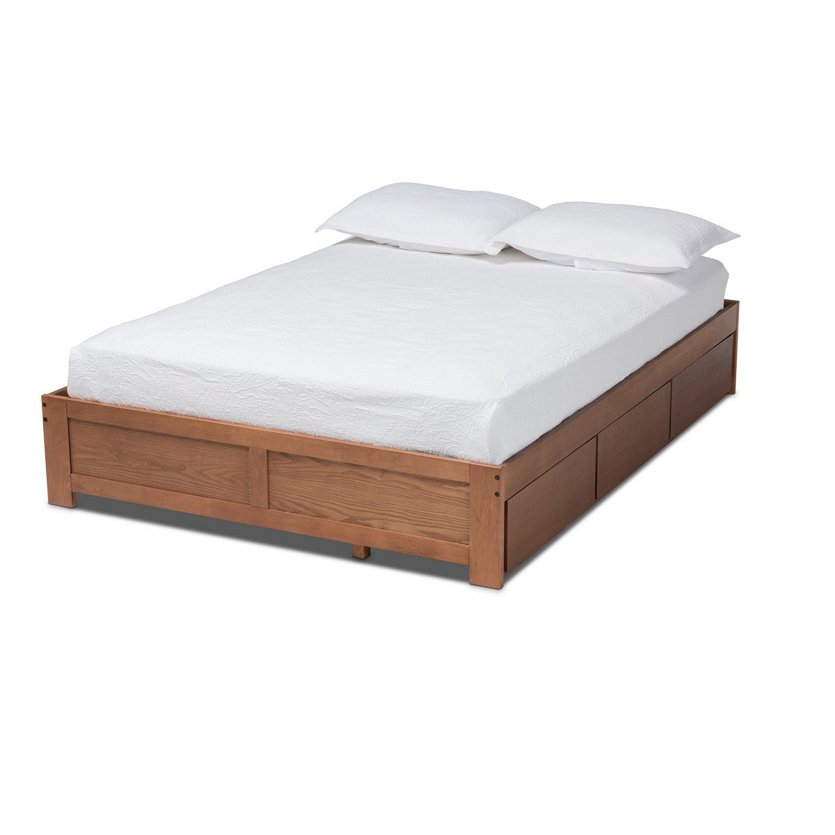 Baxton Studio Wren Modern and Contemporary Walnut Finished 3-Drawer King Size Platform Storage Bed Frame Baxton Studio-Bed Frames-Minimal And Modern - 1