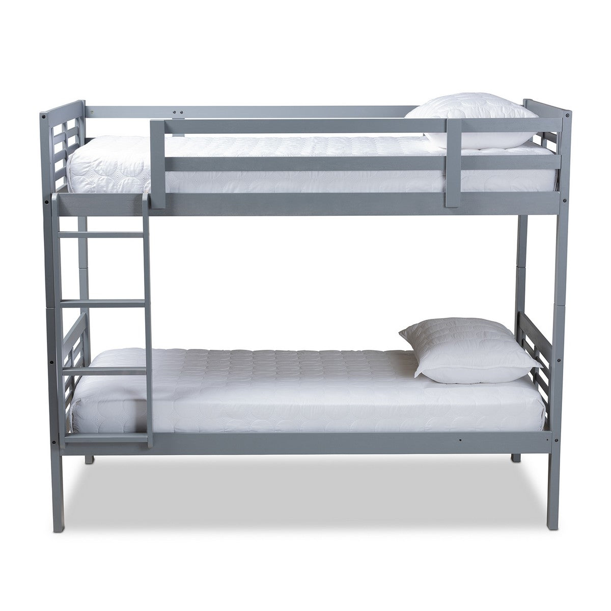 Baxton Studio Liam Modern and Contemporary Grey Finished Wood Twin Size Bunk Bed Baxton Studio-Bunk Beds-Minimal And Modern - 1