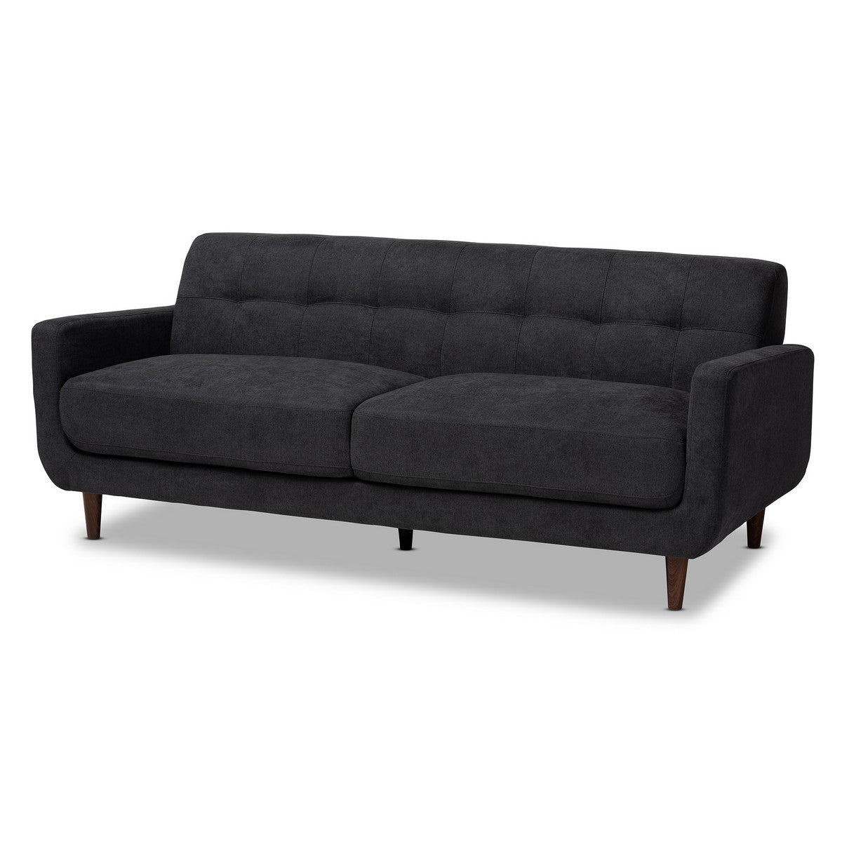 Baxton Studio Allister Mid-Century Modern Dark Grey Fabric Upholstered Sofa Baxton Studio-sofas-Minimal And Modern - 1