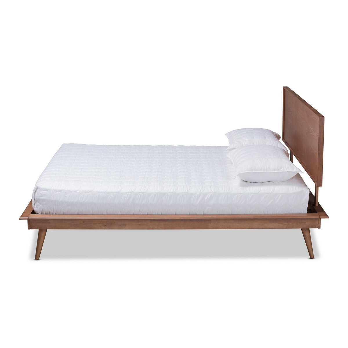 Baxton Studio Karine Mid-Century Modern Walnut Brown Finished Wood King Size Platform Bed Baxton Studio-beds-Minimal And Modern - 1