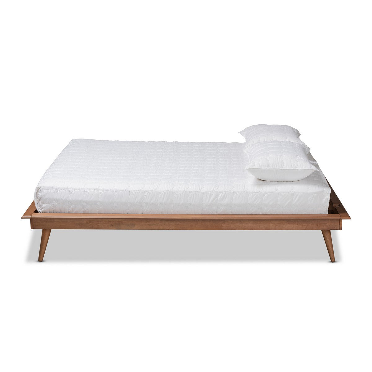 Baxton Studio Karine Mid-Century Modern Walnut Brown Finished Wood King Size Platform Bed Frame Baxton Studio-Bed Frames-Minimal And Modern - 1