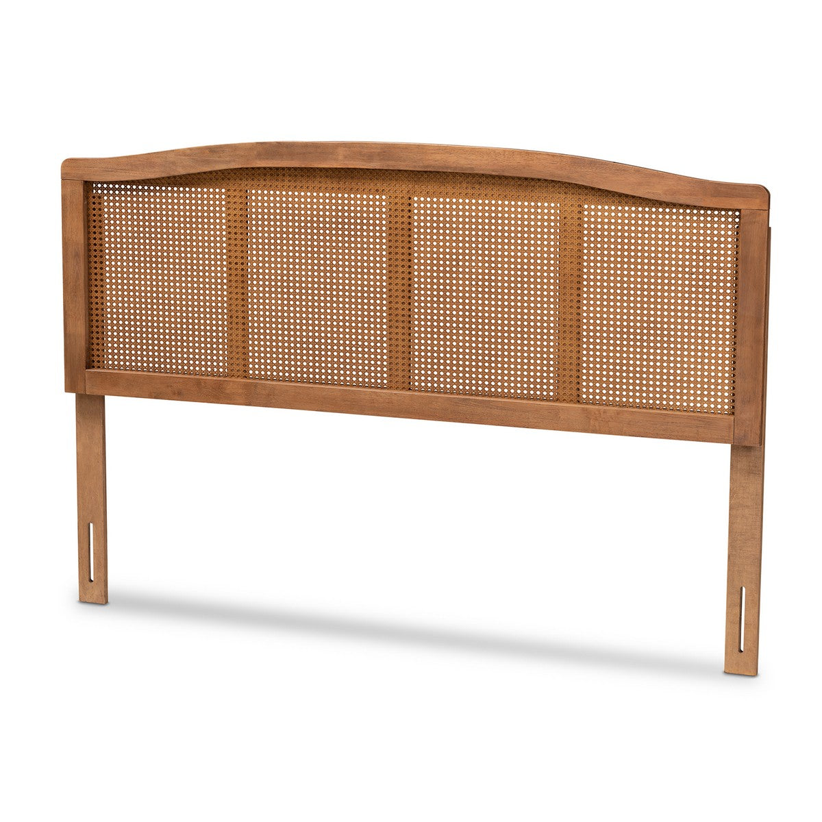 Baxton Studio Marieke Mid-Century Modern Ash Wanut Finished Wood and Synthetic Rattan Queen Size Headboard Baxton Studio- Headboards-Minimal And Modern - 1