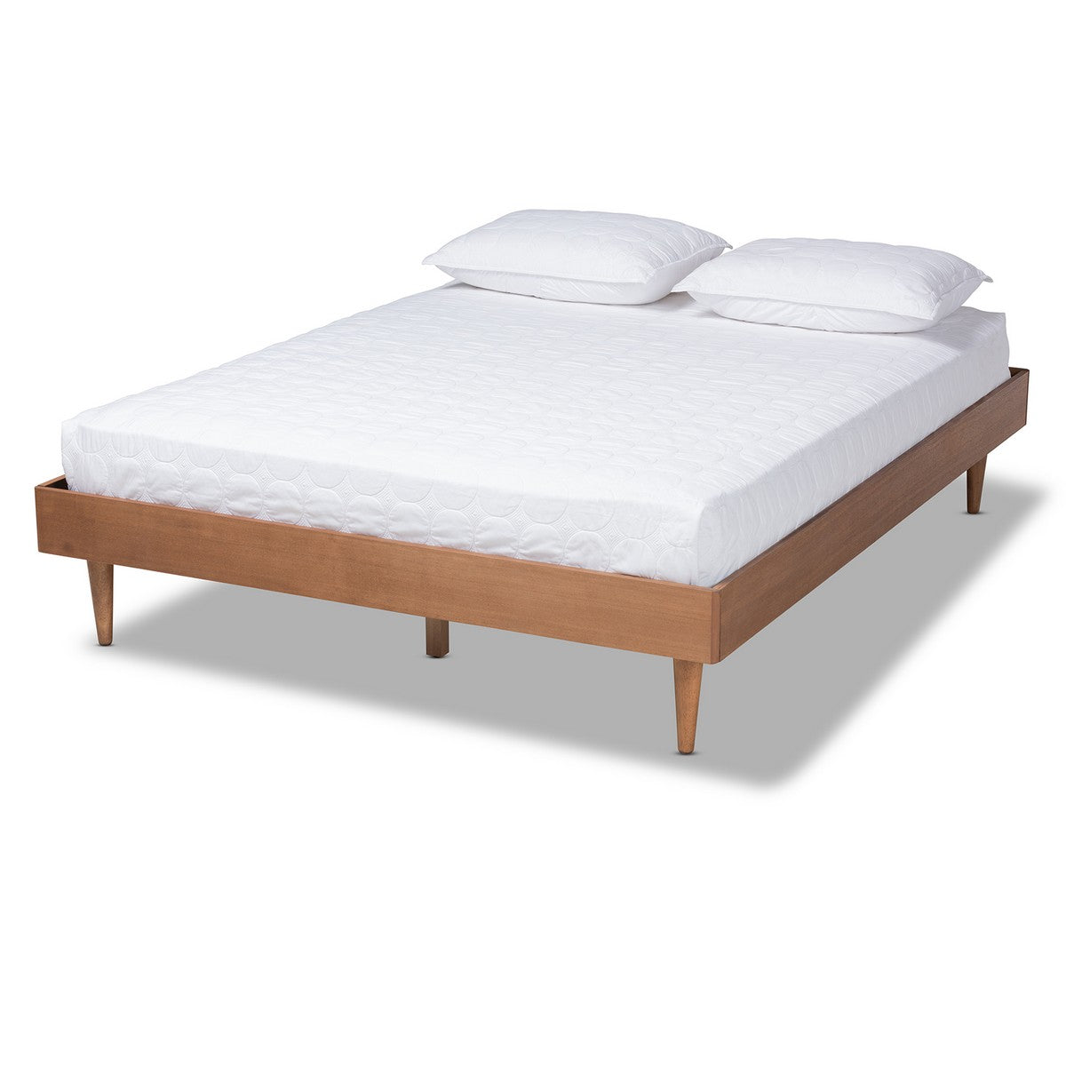 Baxton Studio Rina Mid-Century Modern Ash Wanut Finished King Size Wood Bed Frame Baxton Studio- Bed Frames-Minimal And Modern - 1