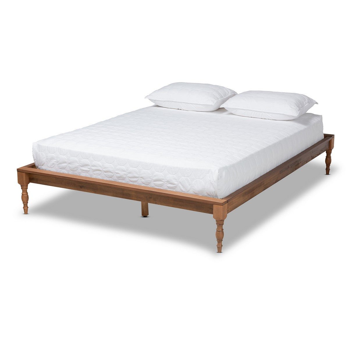 Baxton Studio Romy Vintage French Inspired Ash Wanut Finished King Size Wood Bed Frame Baxton Studio- Bed Frames-Minimal And Modern - 1