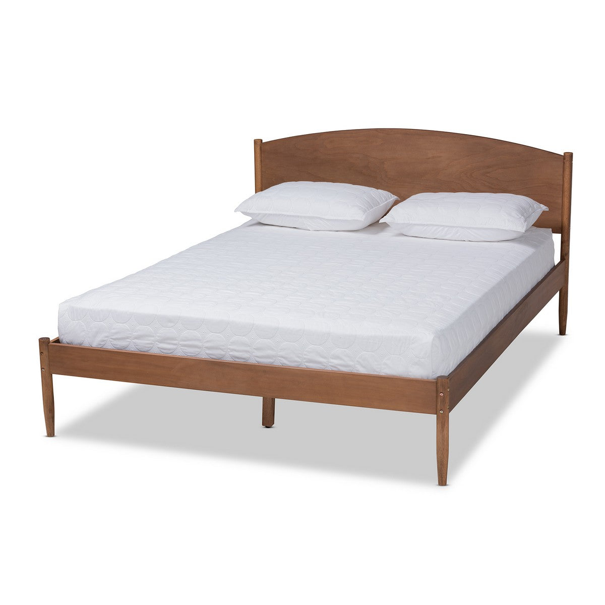 Baxton Studio Leanora Mid-Century Modern Ash Wanut Finished King Size Wood Platform Bed Baxton Studio- Beds (Platform)-Minimal And Modern - 1