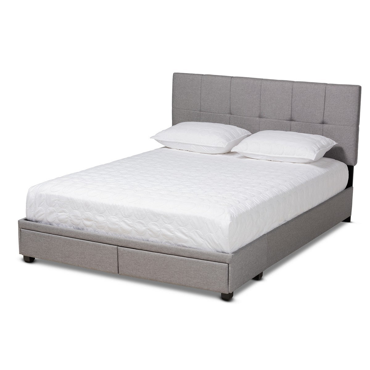 Baxton Studio Netti Light Grey Fabric Upholstered 2-Drawer Queen Size Platform Storage Bed Baxton Studio-beds-Minimal And Modern - 1