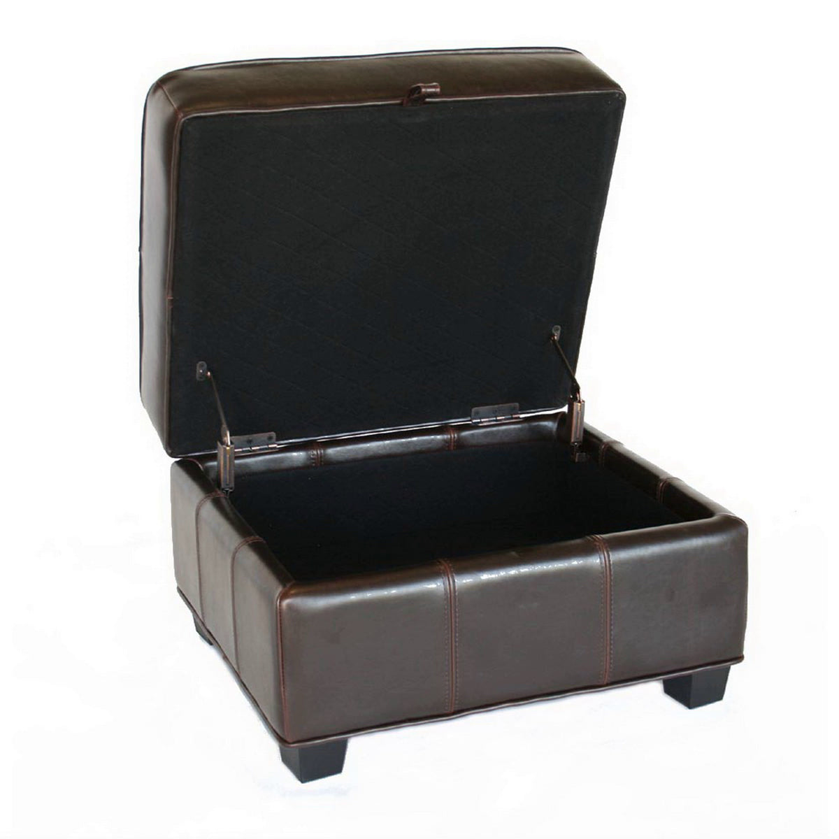 Baxton Studio Agustus Brown Leather Storage Ottoman  Baxton Studio-ottomans-Minimal And Modern - 2