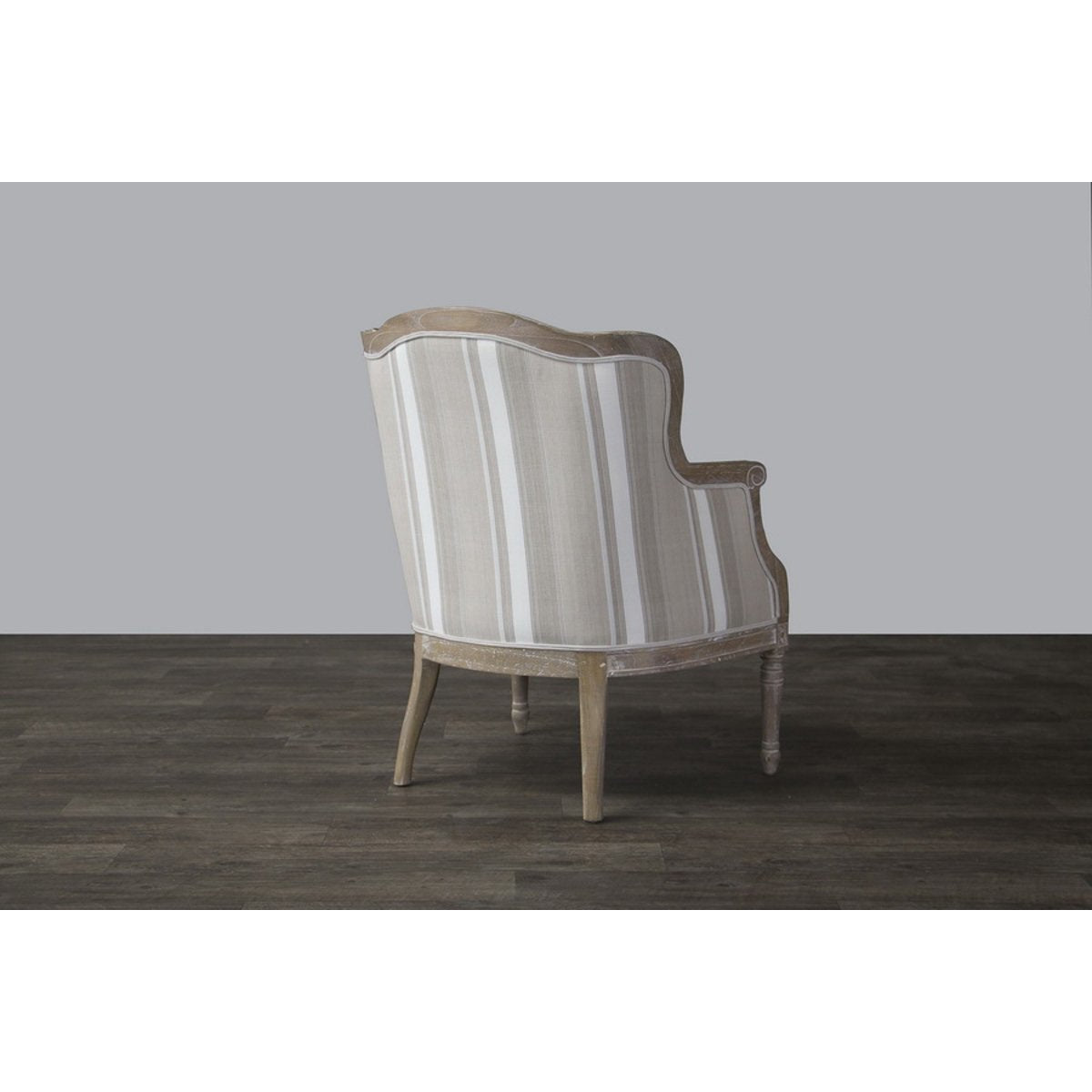 Baxton Studio Charlemagne Traditional French Accent Chair-Oak (Brown Stripe) Baxton Studio-chairs-Minimal And Modern - 5