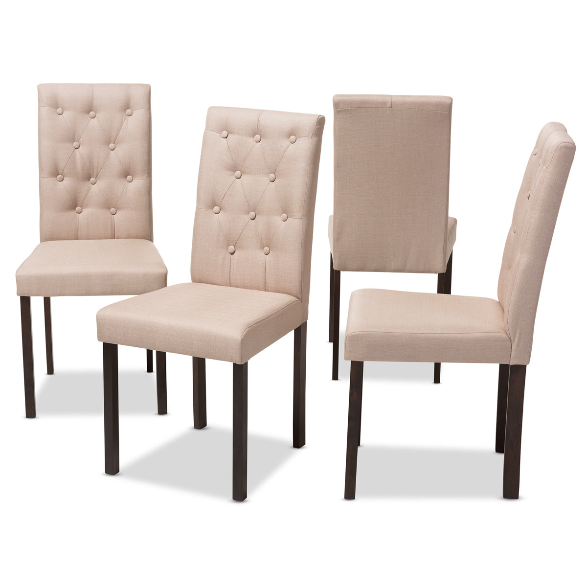 Baxton Studio Gardner Modern and Contemporary Dark Brown Finished Beige Fabric Upholstered Dining Chair (Set of 4) Baxton Studio-dining chair-Minimal And Modern - 3