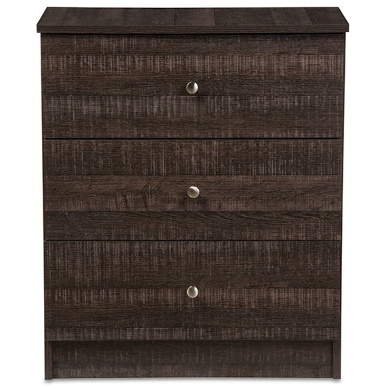 Baxton Studio Decon Modern and Contemporary Espresso Brown Wood 3-Drawer Storage Chest Baxton Studio-Dresser-Minimal And Modern - 1