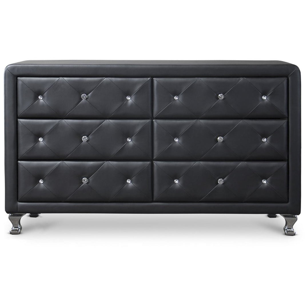 Baxton Studio Luminescence Black Faux Leather Upholstered Dresser Baxton Studio-Dresser-Minimal And Modern - 2