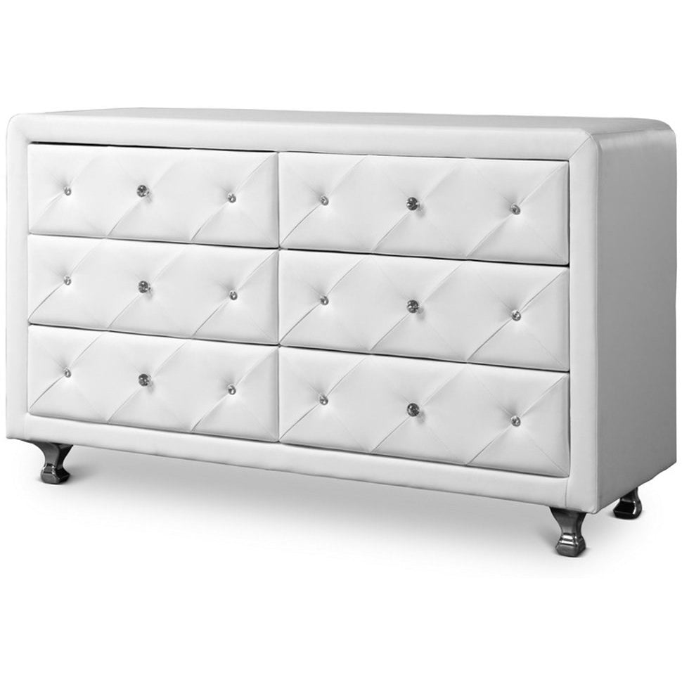 Baxton Studio Luminescence White Faux Leather Upholstered Dresser Baxton Studio-Dresser-Minimal And Modern - 1