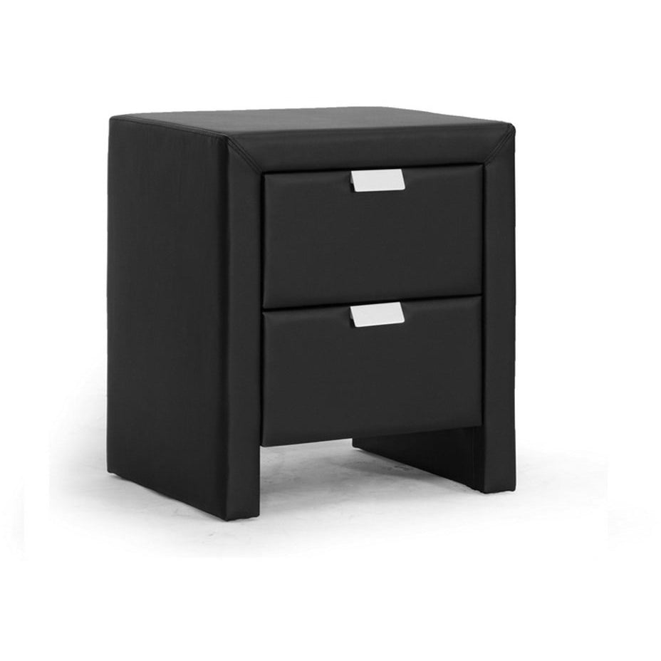 Baxton Studio Frey Black Upholstered Modern Nightstand Baxton Studio-nightstands-Minimal And Modern - 1