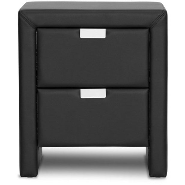 Baxton Studio Frey Black Upholstered Modern Nightstand Baxton Studio-nightstands-Minimal And Modern - 2