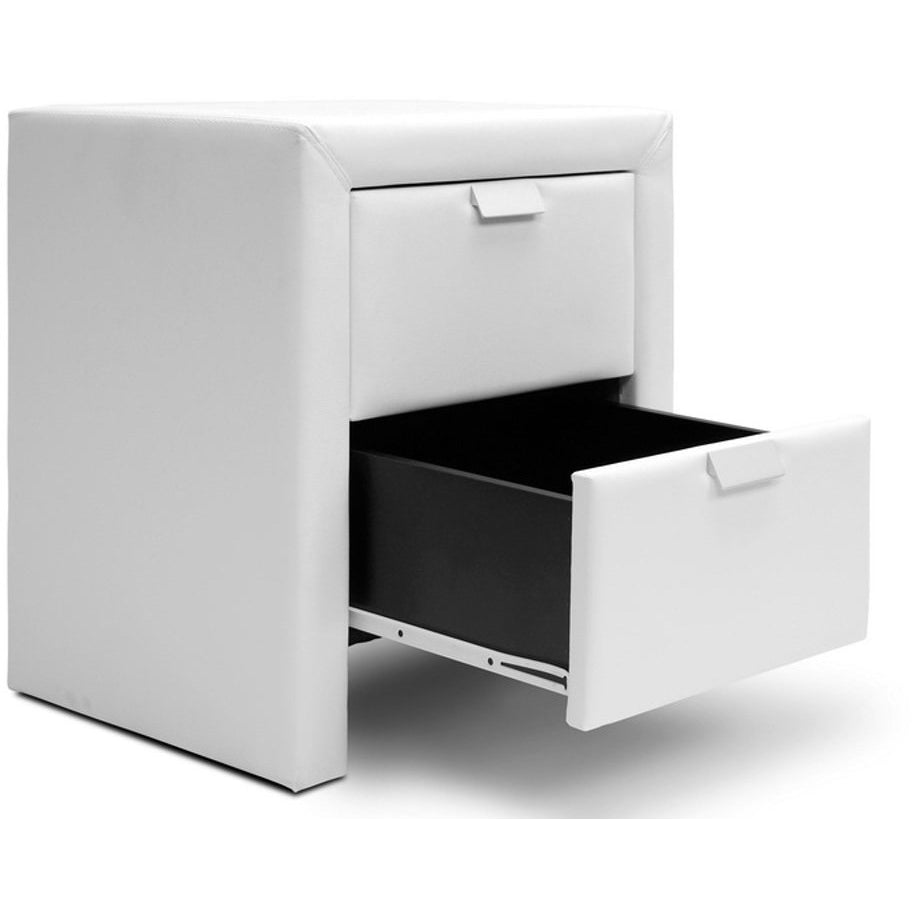 Baxton Studio Frey White Upholstered Modern Nightstand Baxton Studio-nightstands-Minimal And Modern - 4