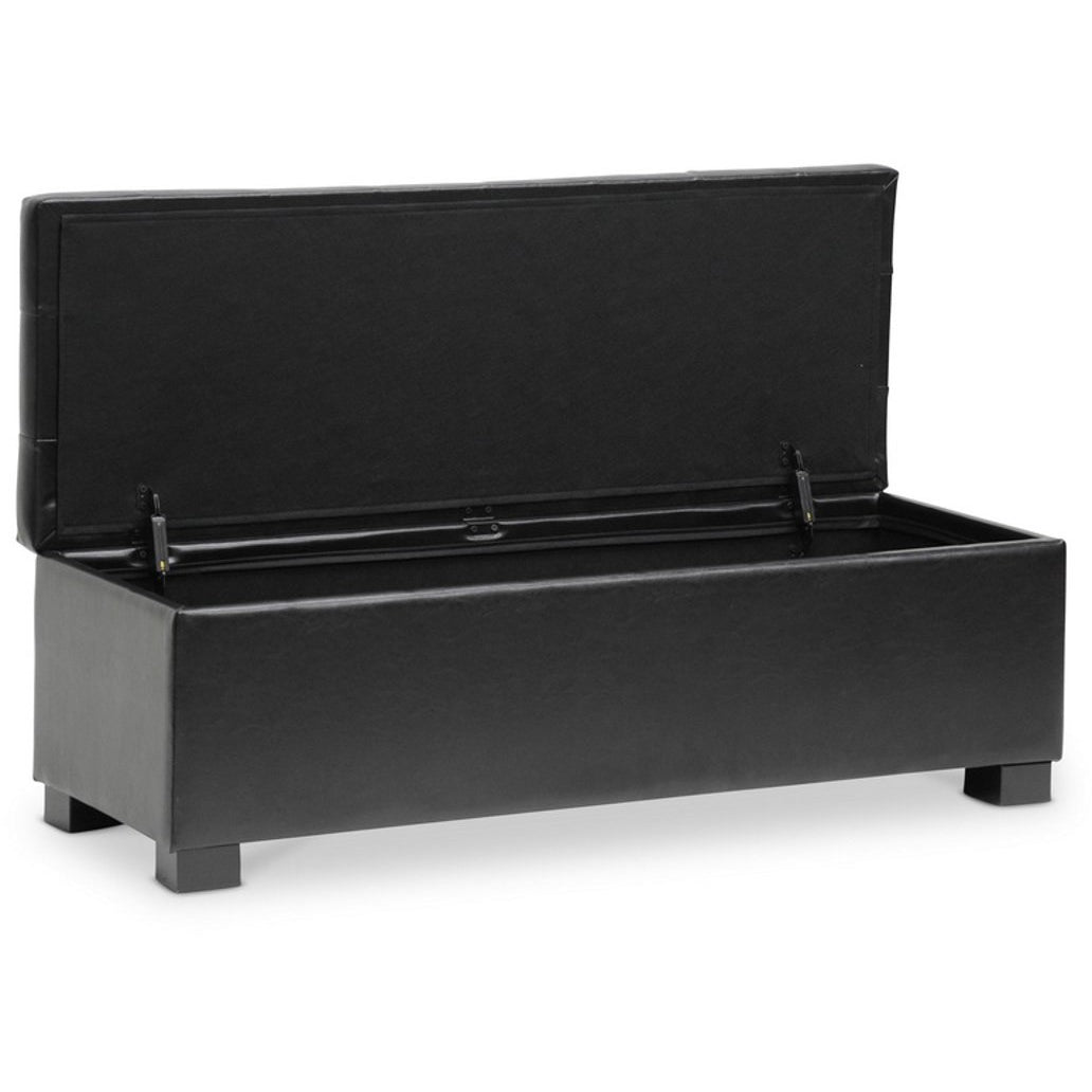 Baxton Studio Roanoke Contemporary Black Ottoman Baxton Studio-ottomans-Minimal And Modern - 2