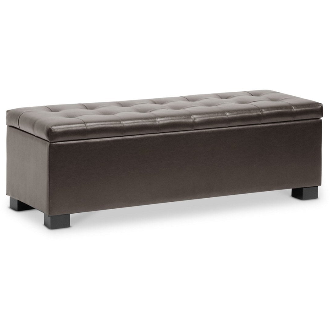 Baxton Studio Roanoke Contemporary Dark Brown Ottoman Baxton Studio-ottomans-Minimal And Modern - 1