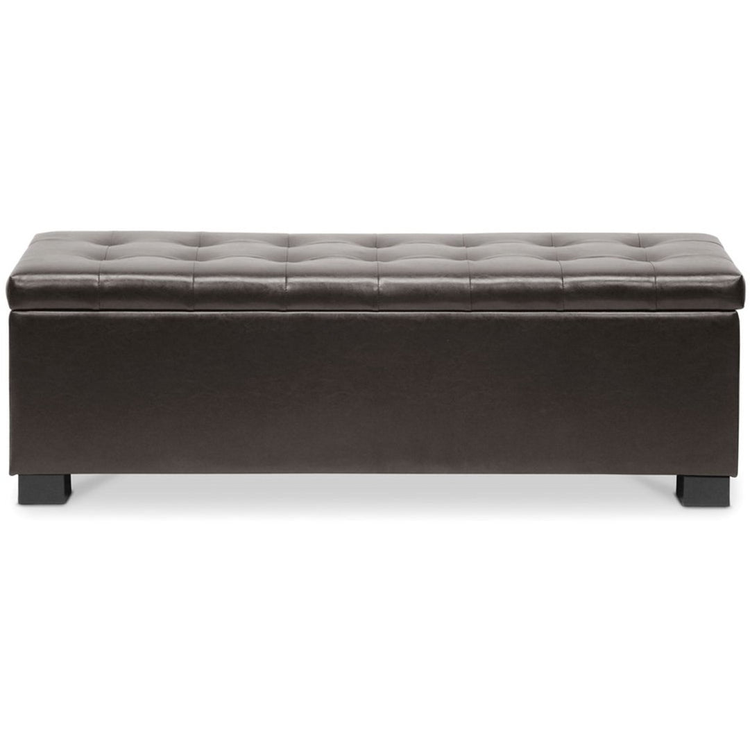 Baxton Studio Roanoke Contemporary Dark Brown Ottoman Baxton Studio-ottomans-Minimal And Modern - 3