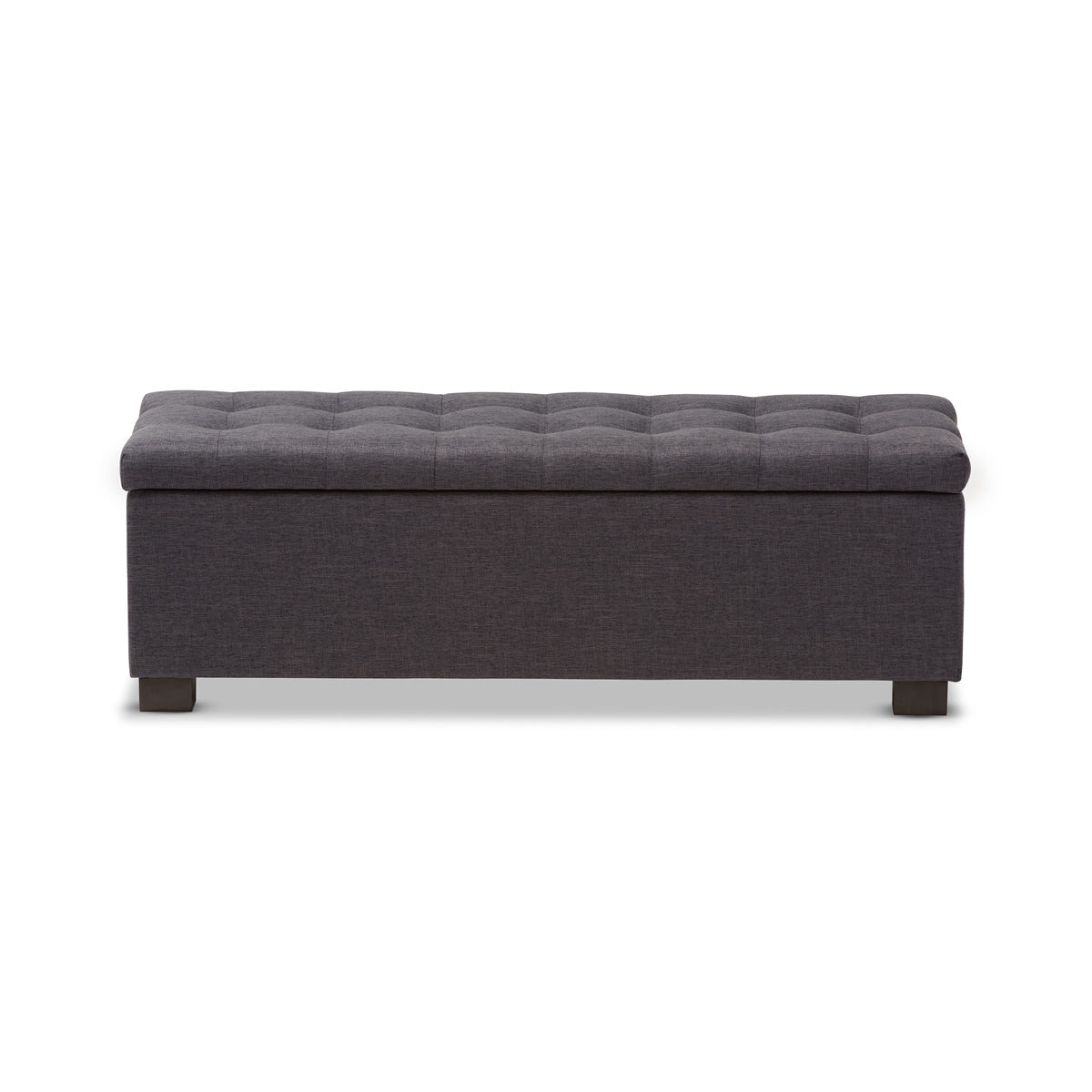 Baxton Studio Roanoke Modern and Contemporary Dark Grey Fabric Upholstered Grid-Tufting Storage Ottoman Bench Baxton Studio-benches-Minimal And Modern - 4