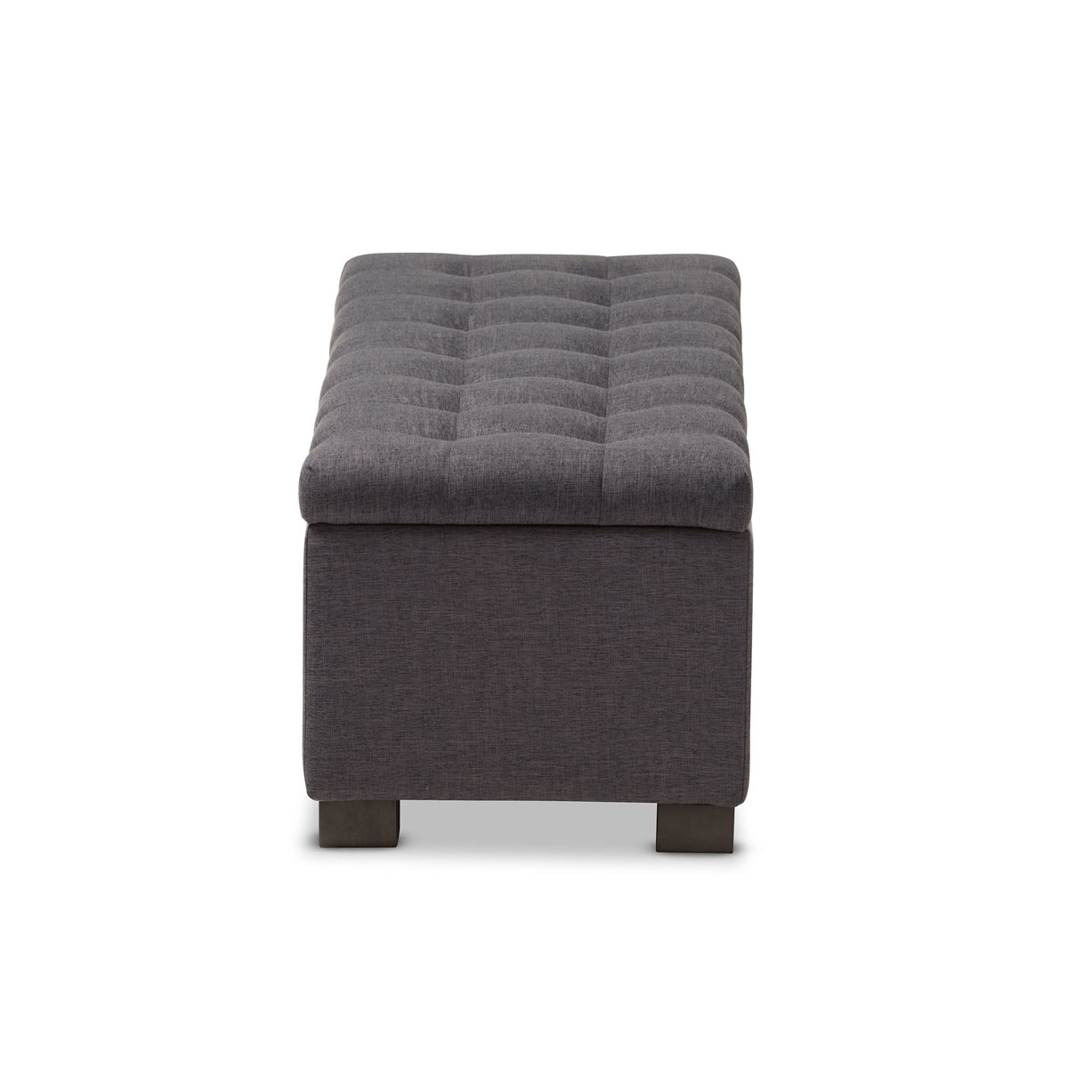 Baxton Studio Roanoke Modern and Contemporary Dark Grey Fabric Upholstered Grid-Tufting Storage Ottoman Bench Baxton Studio-benches-Minimal And Modern - 5