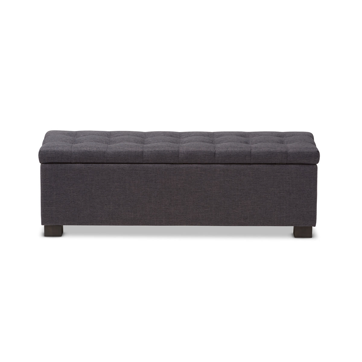 Baxton Studio Roanoke Modern and Contemporary Dark Grey Fabric Upholstered Grid-Tufting Storage Ottoman Bench Baxton Studio-benches-Minimal And Modern - 6