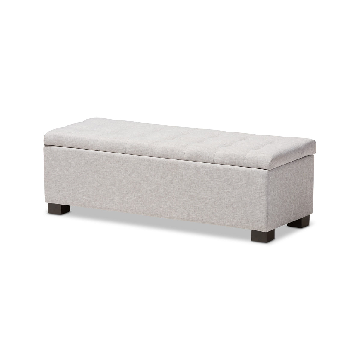 Baxton Studio Roanoke Modern and Contemporary Grayish Beige Fabric Upholstered Grid-Tufting Storage Ottoman Bench Baxton Studio-benches-Minimal And Modern - 2