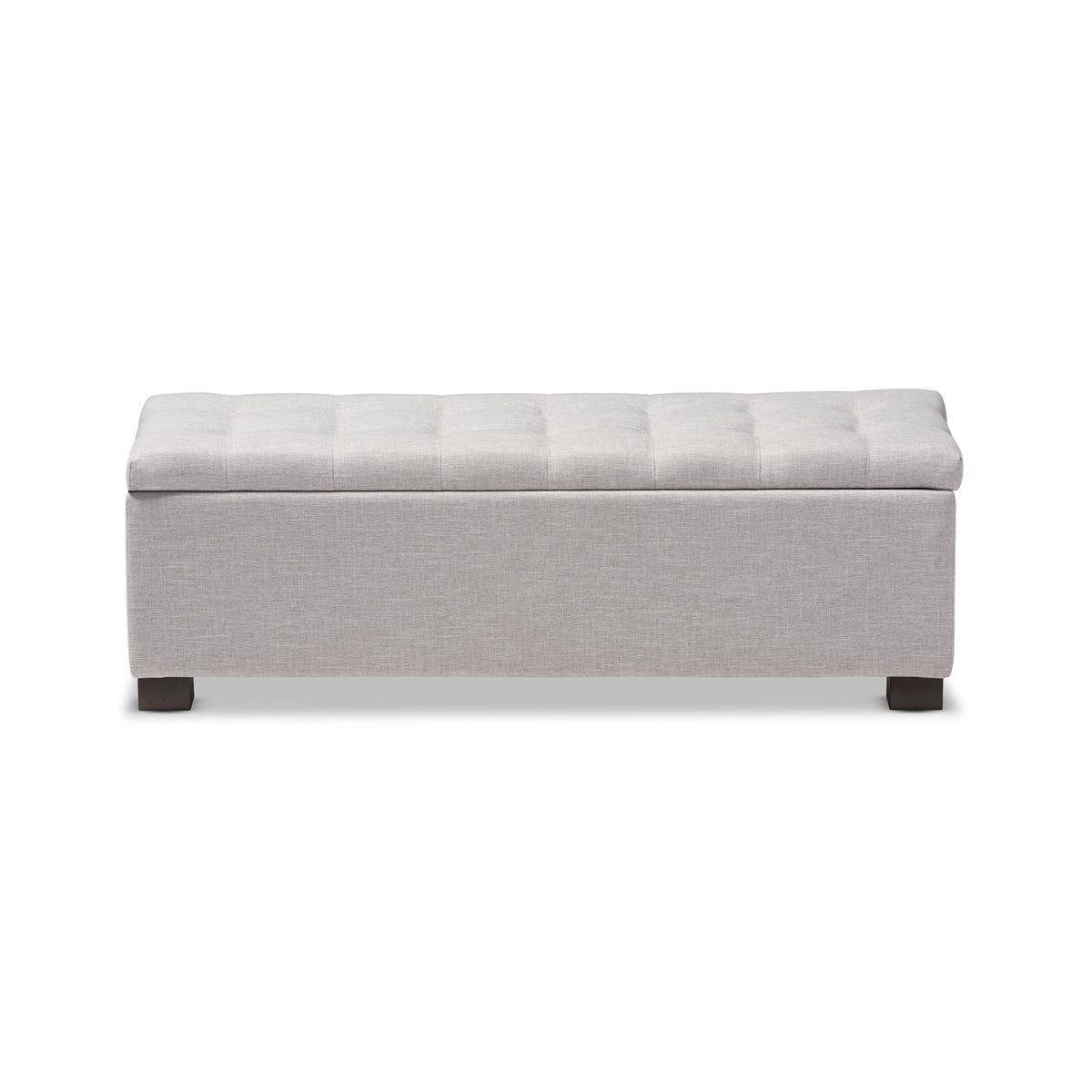 Baxton Studio Roanoke Modern and Contemporary Grayish Beige Fabric Upholstered Grid-Tufting Storage Ottoman Bench Baxton Studio-benches-Minimal And Modern - 4