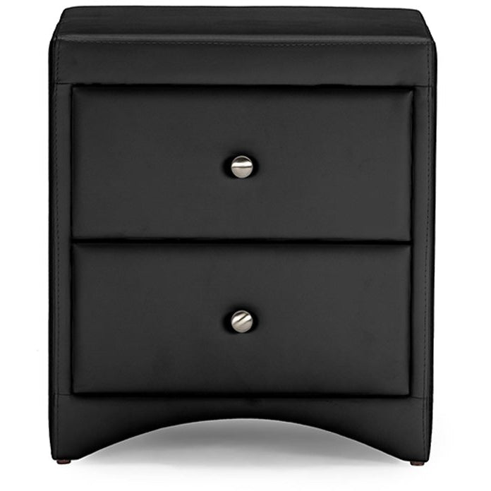 Baxton Studio Dorian Black Faux Leather Upholstered Modern Nightstand Baxton Studio-nightstands-Minimal And Modern - 1