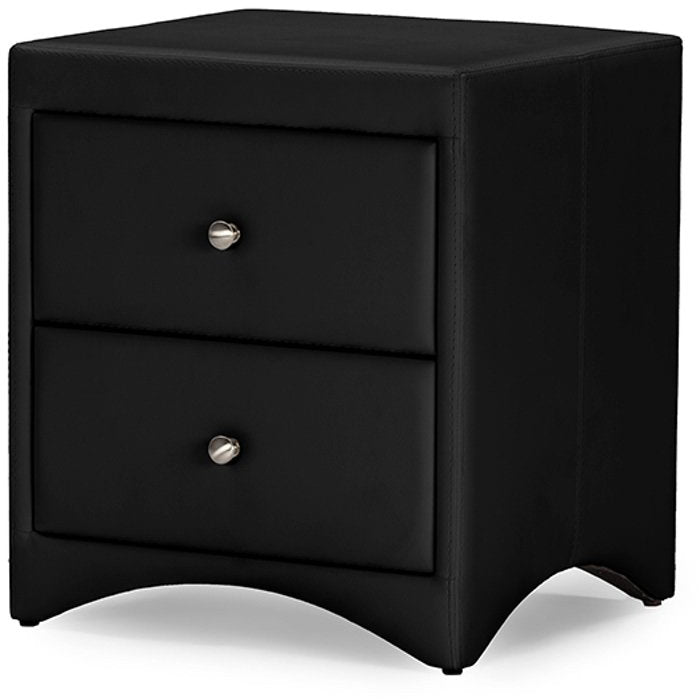 Baxton Studio Dorian Black Faux Leather Upholstered Modern Nightstand Baxton Studio-nightstands-Minimal And Modern - 2