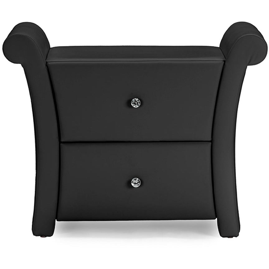 Baxton Studio Victoria Matte Black PU Leather 2 Storage Drawers Nightstand Bedside Table Baxton Studio-nightstands-Minimal And Modern - 1