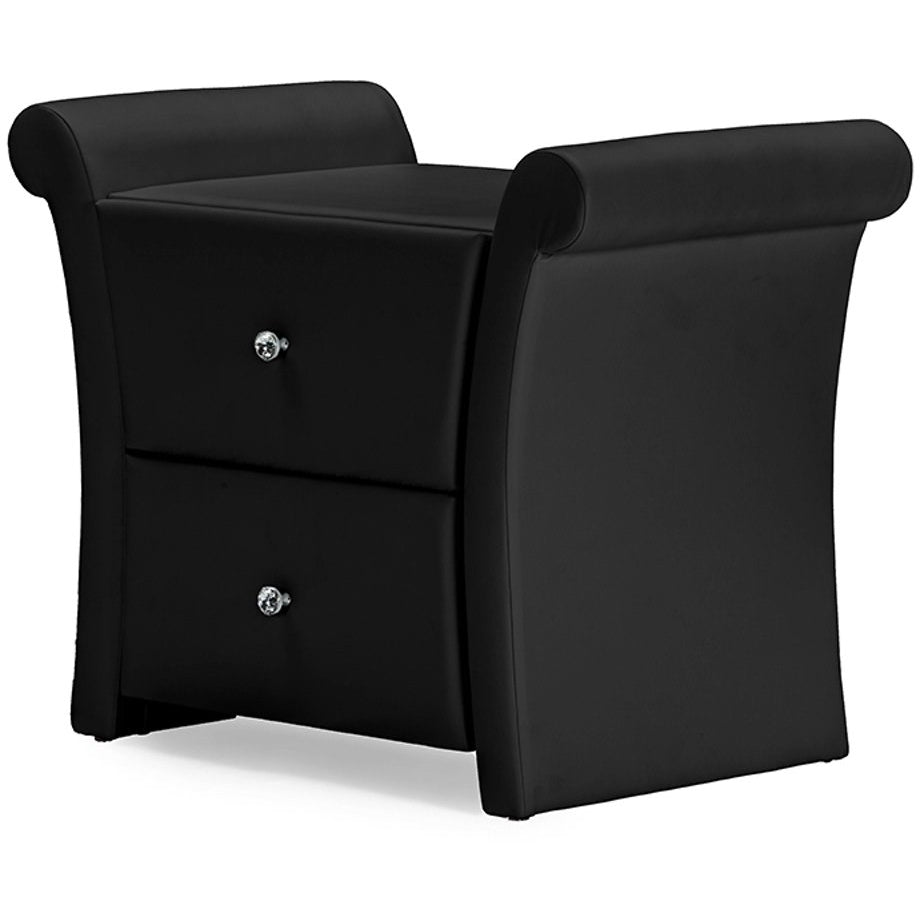 Baxton Studio Victoria Matte Black PU Leather 2 Storage Drawers Nightstand Bedside Table Baxton Studio-nightstands-Minimal And Modern - 2