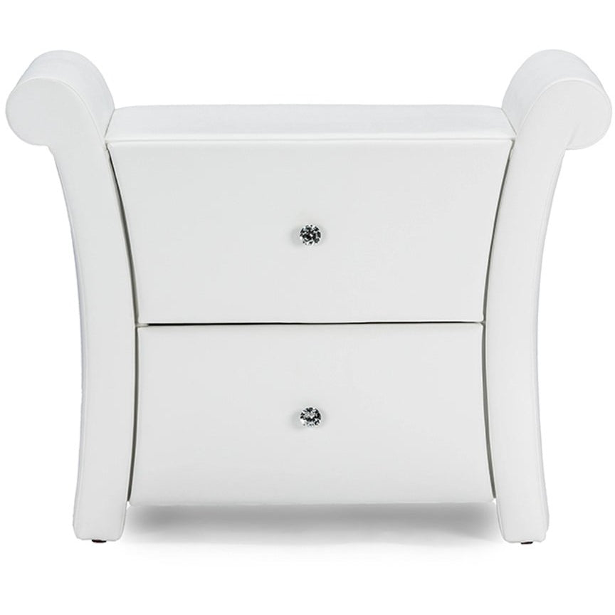 Baxton Studio Victoria Matte White PU Leather 2 Storage Drawers Nightstand Bedside Table Baxton Studio-nightstands-Minimal And Modern - 1