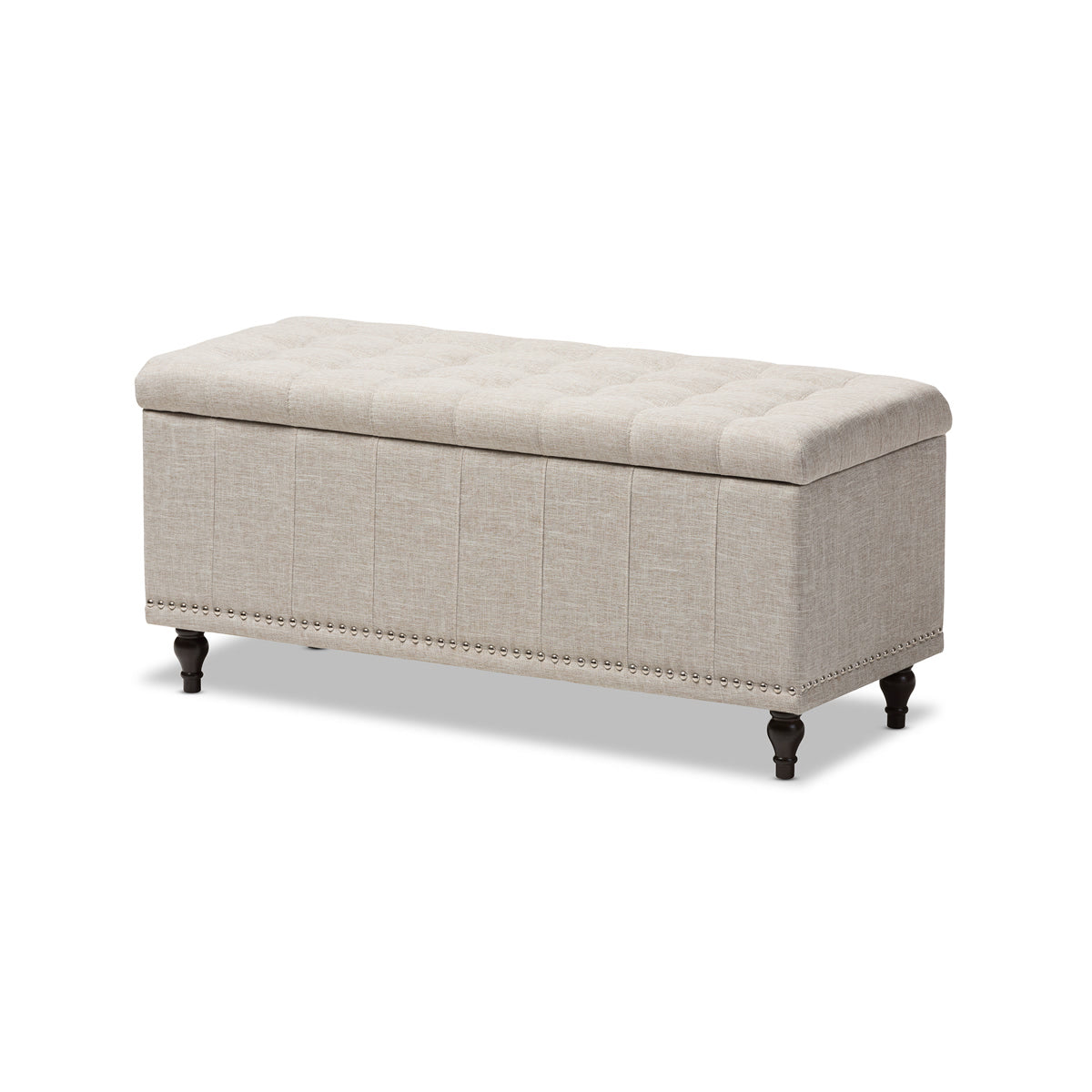 Baxton Studio Kaylee Modern Classic Beige Fabric Upholstered Button-Tufting Storage Ottoman Bench Baxton Studio-benches-Minimal And Modern - 2