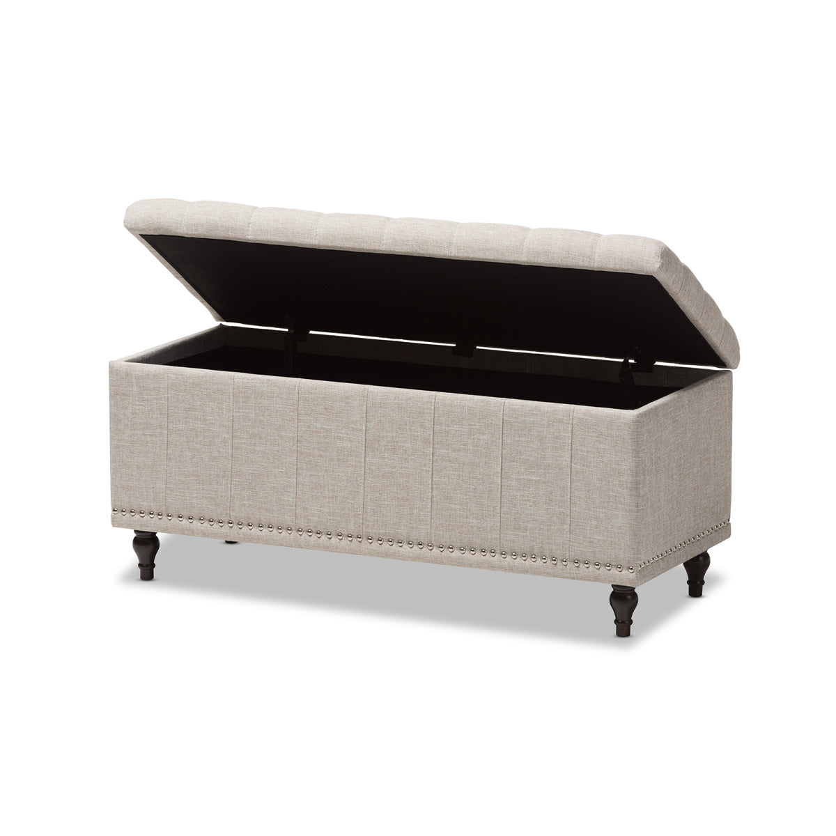 Baxton Studio Kaylee Modern Classic Beige Fabric Upholstered Button-Tufting Storage Ottoman Bench Baxton Studio-benches-Minimal And Modern - 3