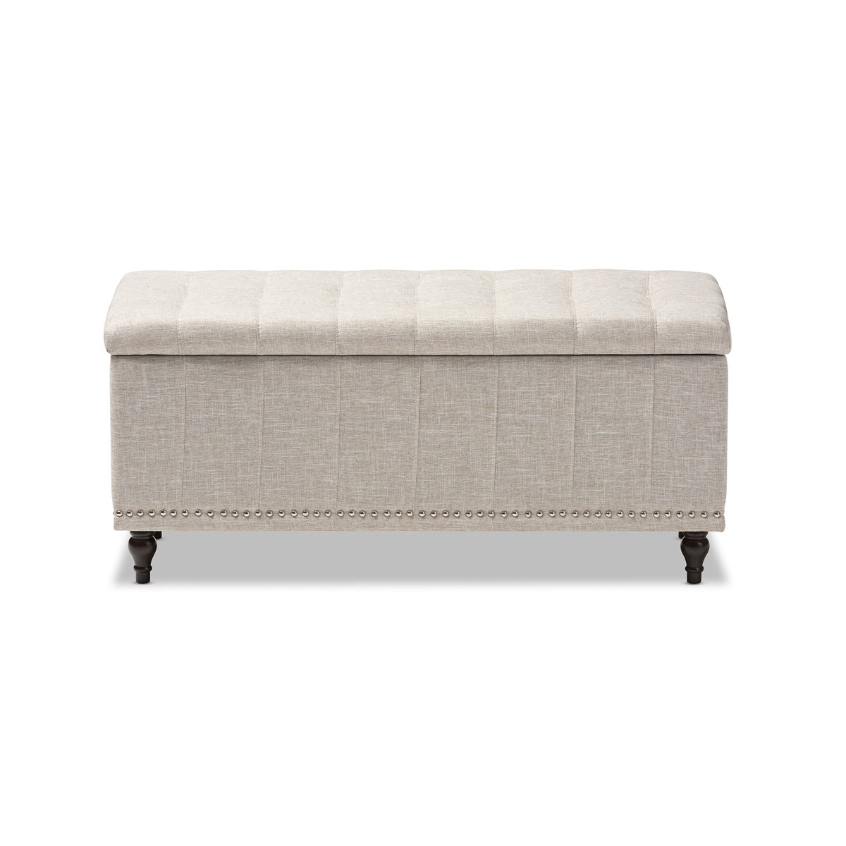 Baxton Studio Kaylee Modern Classic Beige Fabric Upholstered Button-Tufting Storage Ottoman Bench Baxton Studio-benches-Minimal And Modern - 4