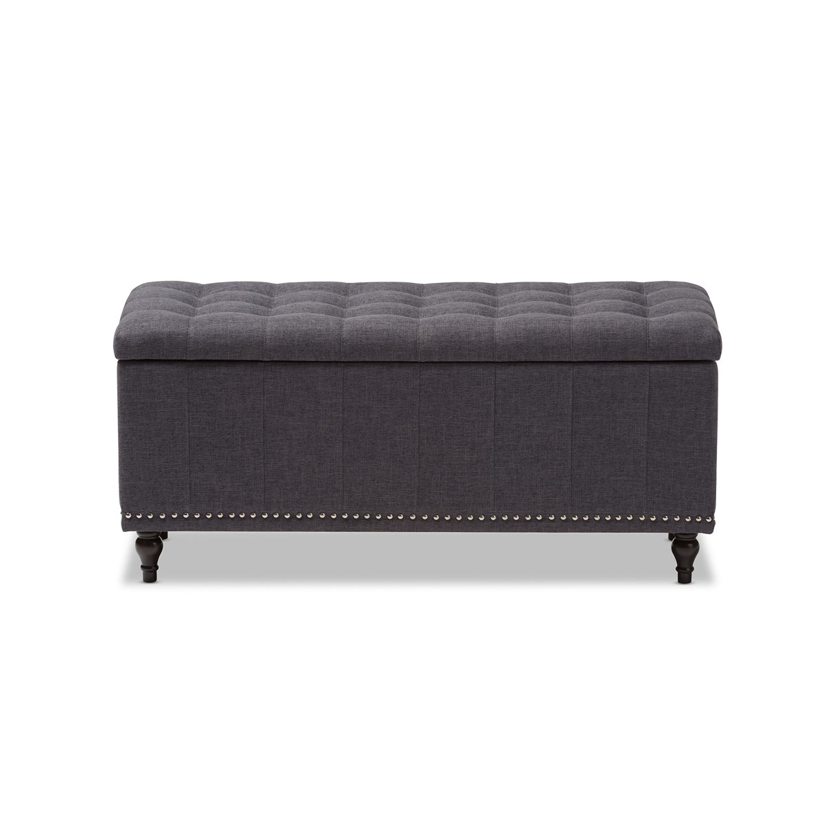 Baxton Studio Kaylee Modern Classic Dark Grey Fabric Upholstered Button-Tufting Storage Ottoman Bench Baxton Studio-benches-Minimal And Modern - 4